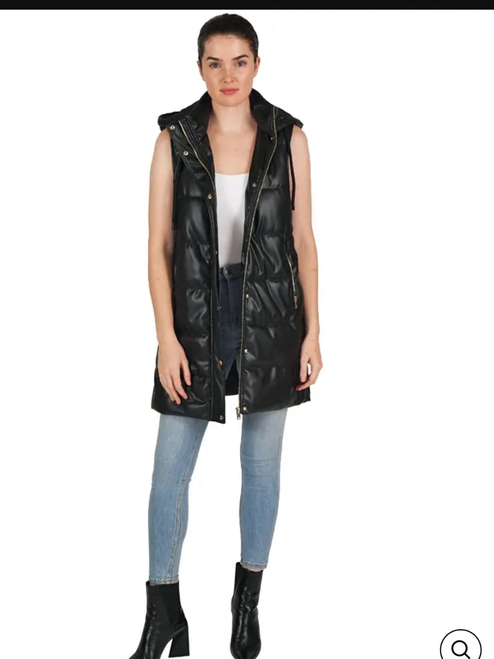 Love Token Black Sleeveless Hooded Puffer Vest